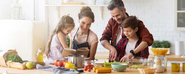 happy family using union-made comfort food recipes 