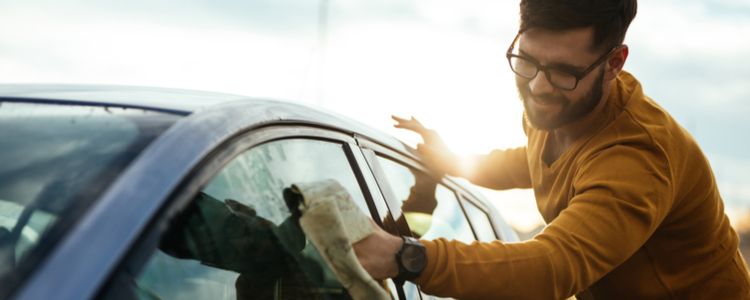 Man Cleaning Car