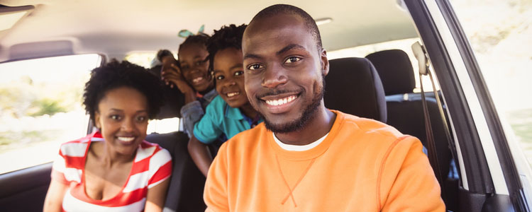 happy family on road trip 